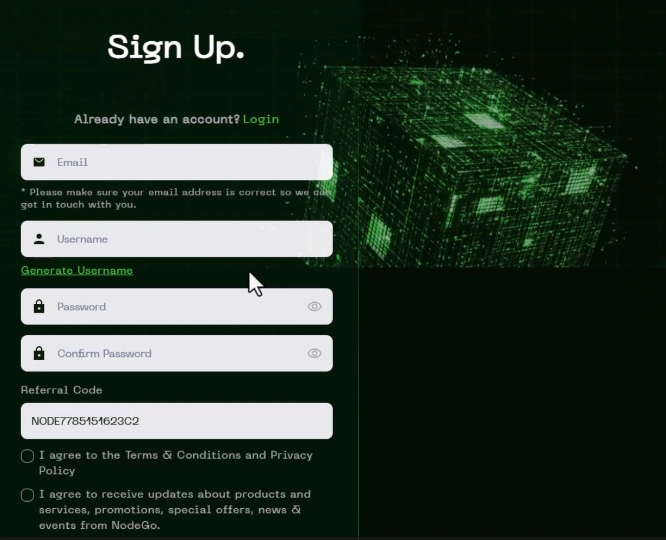 NodeGo Sign Up